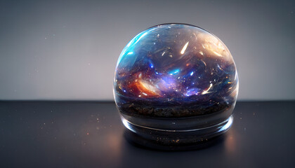 A Swirling Spiral Galaxy Inside Glass Marble