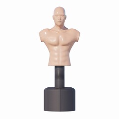 BOXING DUMMY FIGHTER MANNEQUIN TRAINING PRACTICE PUNCH ISOLATED ON WHITE PLAIN BACKGROUND