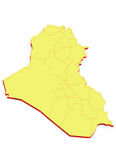 Illustration of the map of Iraq with Unitary District, Region, Province, Municipality, Federal District, Division, Department, Commune Municipality, Canton Map 3D