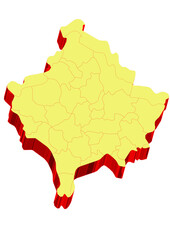  Illustration of the map of Kovovo with Unitary District, Region, Province, Municipality, Federal District, Division, Department, Commune Municipality, Canton Map 3D