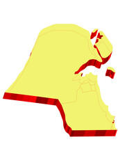  Illustration of the map of Kuwait with Unitary District, Region, Province, Municipality, Federal District, Division, Department, Commune Municipality, Canton Map 3D.svg