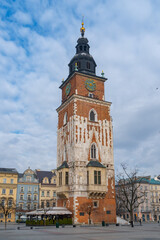 Fototapeta na wymiar Town Hall Tower on the Main Square in Krakow