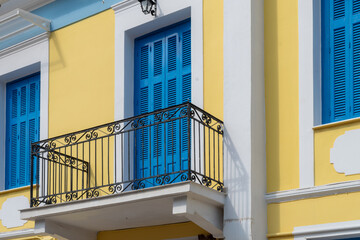 Colorful houses at Galaxidi in Greece.
 