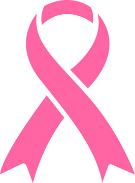 Pink ribbon crossing breast cancer woman signing cancer fight concept isolated from white background.