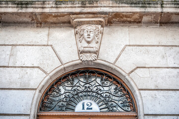 Detail of a door with the number twelve