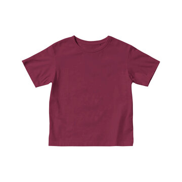 Maroon color kids t-shirt short sleeves crew neck transparent background