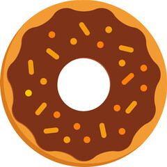An assortment of donuts: one with sprinkles, one with chocolate, and one with chocolate icing