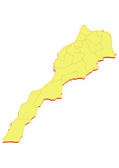  Illustration of the map of Morocco with Unitary District, Region, Province, Municipality, Federal District, Division, Department, Commune Municipality, Canton Map 3D