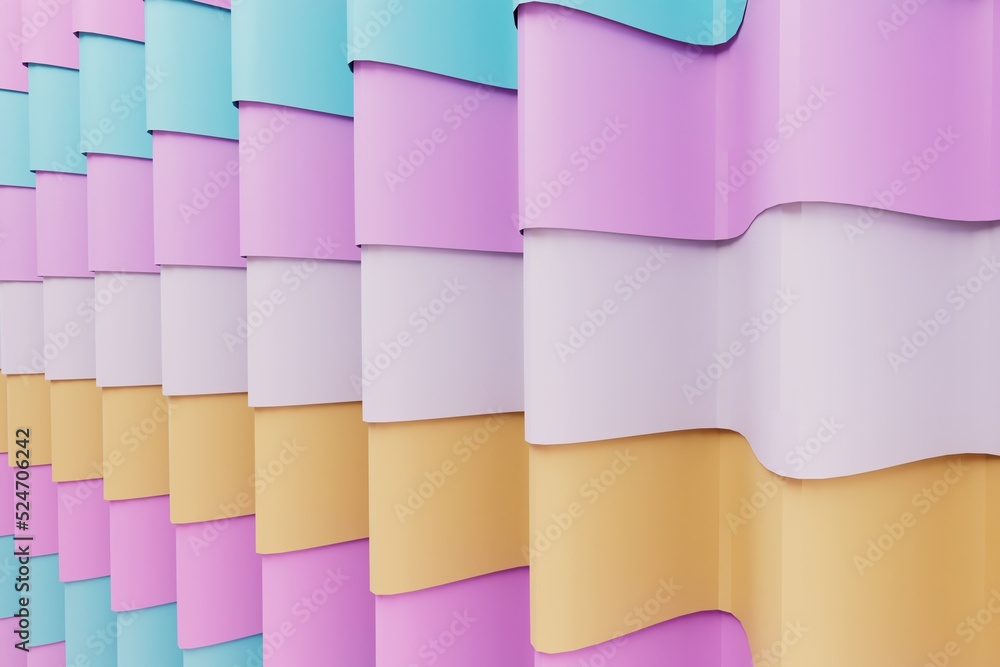 Poster abstract background consisting of colorful wavy lines. 3d render. 3d illustration