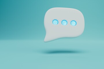 correspondence in social networks through a smartphone or computer. cloud with correspondence on a turquoise background. copy paste, copy space. 3d render. 3d illustration