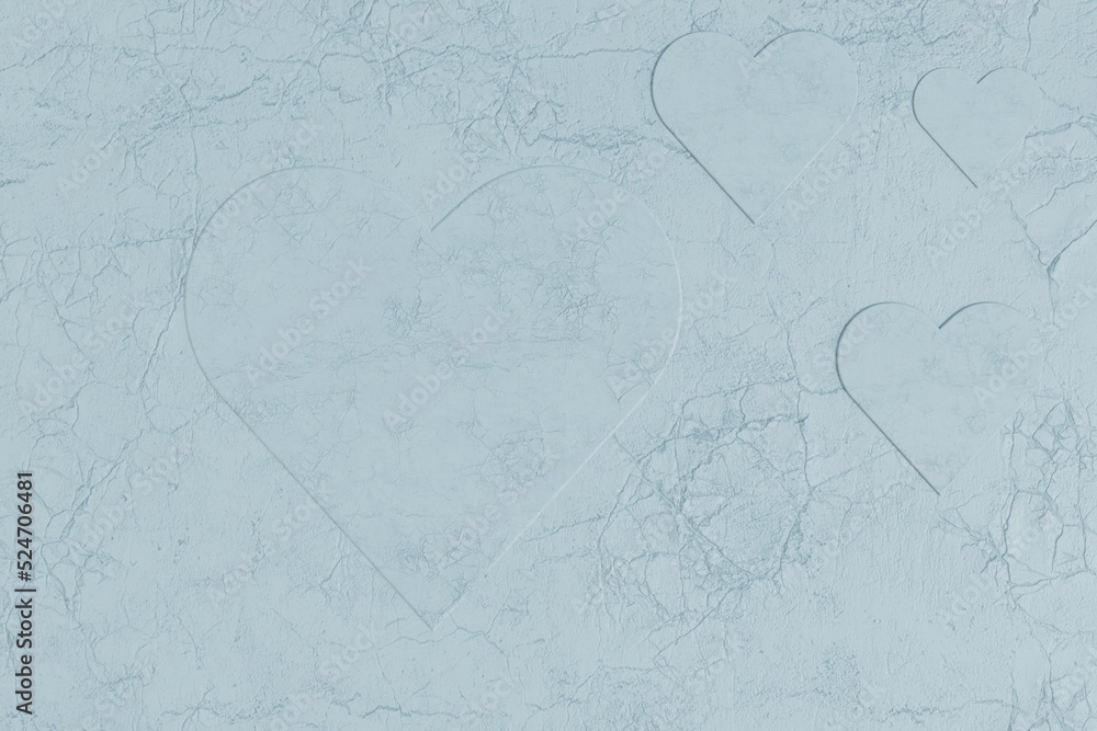 Poster abstract background consisting of hearts squeezed out on a marble background. 3d render. 3d illustra