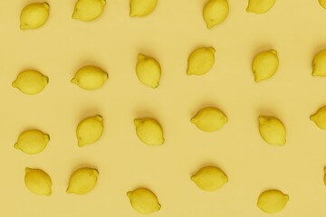 abstract background. patterns of yellow lemons on a yellow background. 3d render. 3d illustration
