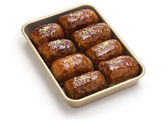 beef wrapped rice balls, Japanese food