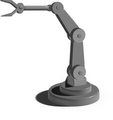 3D Realistic Factory robot arms, manipulators and cranes for manufacture industry. Flat mechanic control tool, automation technology equipment set. 
