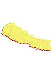  Illustration of the map of Nepal with Unitary District, Region, Province, Municipality, Federal District, Division, Department, Commune Municipality, Canton Map 3D, 