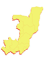  Illustration of the map of Republic of the Congo with Unitary District, Region, Province, Municipality, Federal District, Division, Department, Commune Municipality, Canton Map 3D