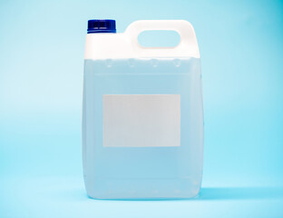 plastic transparent canister with liquid gasoline or car oil