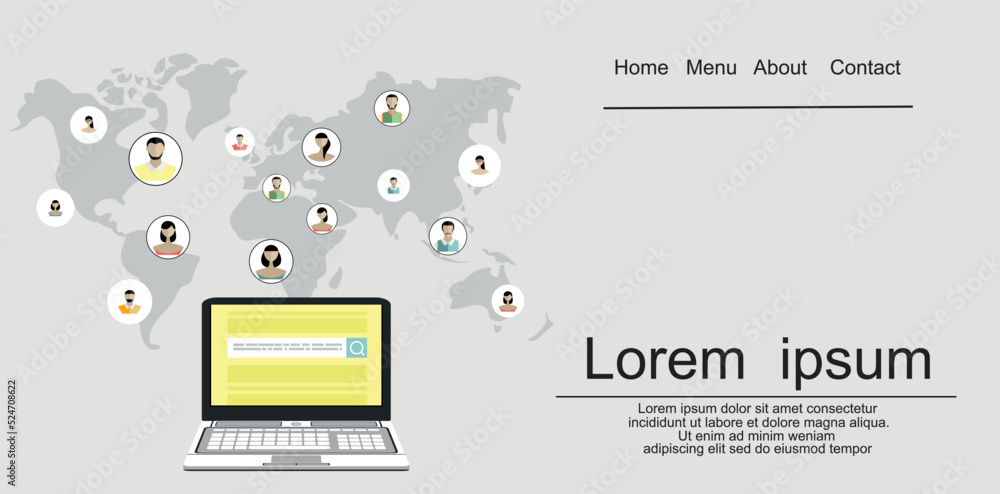Poster social network vector concept. flat design illustration for web sites infographic design. communicat