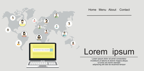 Social Network Vector Concept. Flat Design Illustration for Web Sites Infographic Design. Communication Systems and Technologies.