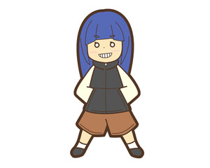 Fototapeta premium 堂々とした青髪の女の子
