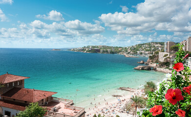 Cala Mayor, beach and resorts, Palma de Mallorca, Spain.