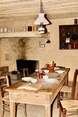 table setting in beautiful simple old country house
