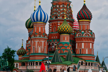 Fototapeta na wymiar Moscow, Russia - St Basil Blessed Detail with famous colorful domes