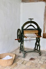 old tools laundry room, press, mangle