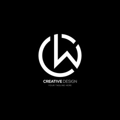 Letter design C W or W C in circle shape brand concept logo