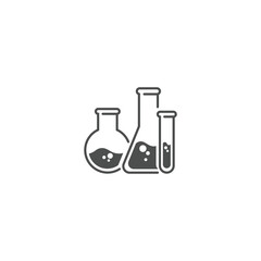 Test tube black vector icon. Chemistry lab flask, science symbol.
