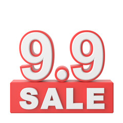 9.9 sale banner decoration. 3D illustration.