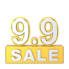 9.9 sale banner decoration. 3D illustration.