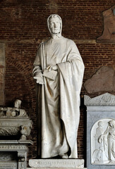 Statue of famous mediaeval mathematician Fibonacci in the Camposanto, Pisa. Tuscany, Italy. Also...