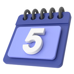 5th. Fifth day of month. 3D calendar icon.