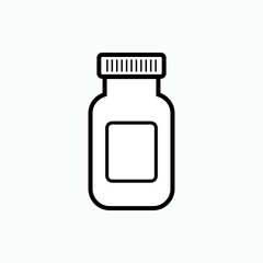 Medicine Bottle Icon. Pill, Tablet or Capsules Container Symbol - Vector.    