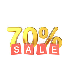 3D seventy percent sale. 70% sale. Sale banner decoration.