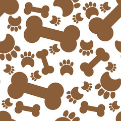 Fototapeta na wymiar seamless illustration of paw print - national dog day. Template for background, poster, postcard, banner, signboard. Printing on textiles, paper.