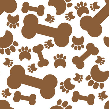 seamless illustration of paw print - national dog day. Template for background, poster, postcard, banner, signboard. Printing on textiles, paper.