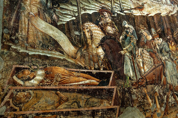 Detail from 14 C The Triumph of Death by Bonamico di Martino da Firenze, Buffalmacco, in the Camposanto, Pisa, Tuscany, Italy © David Matthew Lyons