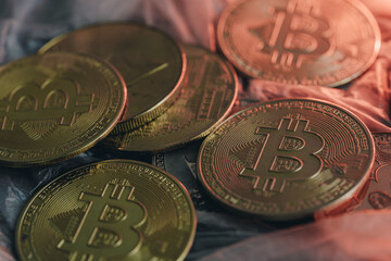 Bitcoin coins. Financial crisis.