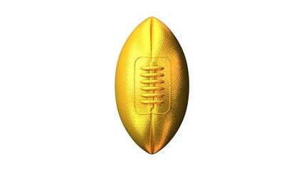Gold rugby ball on white background.
3D illustration.