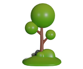 3D green tree front