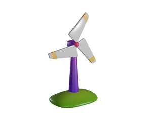 3D wind turbine and grass