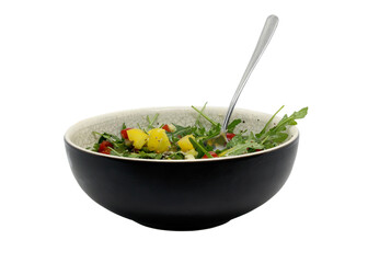 Fresh salad in a bowl. Preparing fresh salad at home. Vegetable salad.