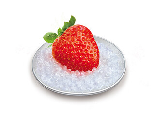 fraise, fruit, sucré, aliment, frais, sain, couper, jus, juteuse, glace pilée, fraicheur, assiette, vitamine, santé, organique, dessert, nutrition, naturel