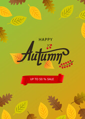 Autumn background with leaf for shopping sale
