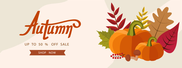 Autumn background with leaf for shopping sale