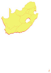 Illustration of the map of South Africa with Unitary District, Region, Province, Municipality, Federal District, Division, Department, Commune Municipality, Canton Map 3D