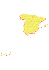 Illustration of the map of Spain with Unitary District, Region, Province, Municipality, Federal District, Division, Department, Commune Municipality, Canton Map 3D