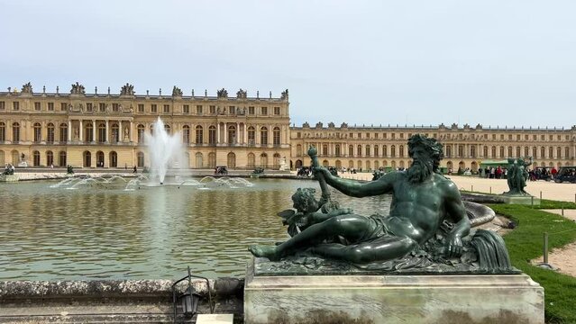 Fountain in Versailles Paris France is the place where many films were shot including Angelique and the King 18.04.22. High quality 4k footage